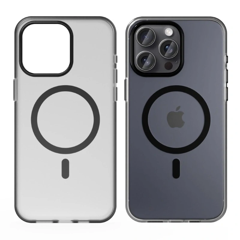 Kryt na iPhone 15 Pro Max gumový Candy (podpora MagSafe) čierny