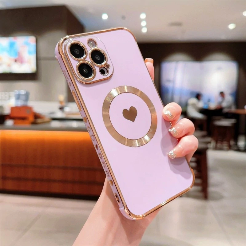 Kryt na iPhone 15 Pro Max Srdiečko s podporou MagSafe svetlo fialový