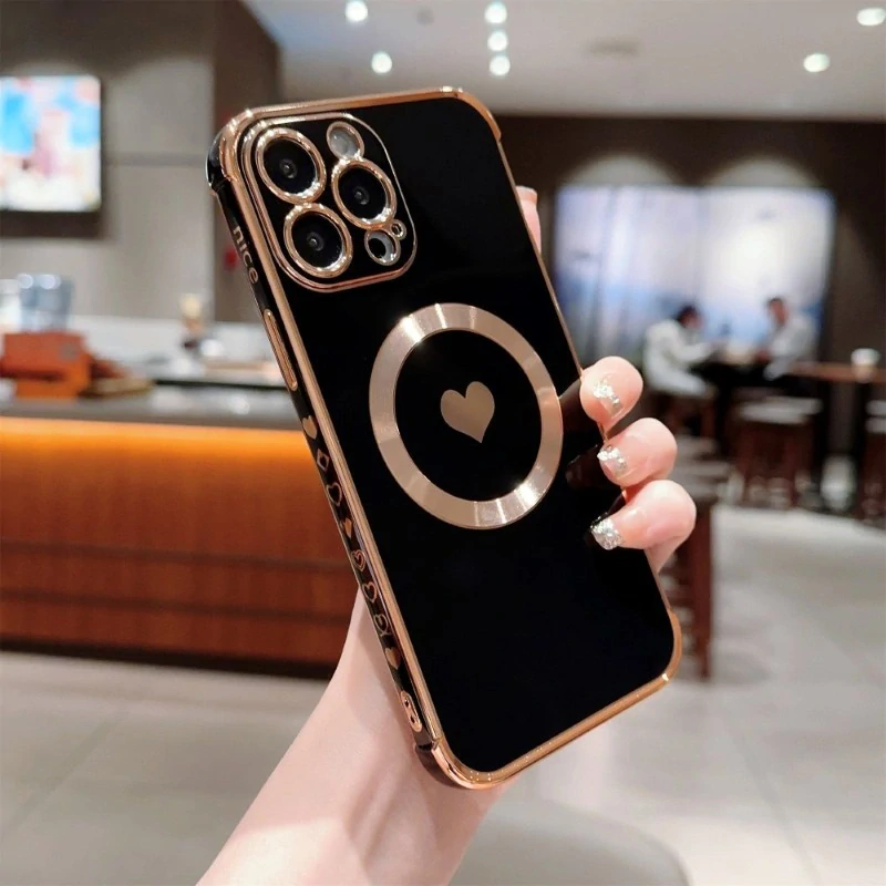 Kryt na iPhone 15 Pro Max Srdiečko s podporou MagSafe čierny