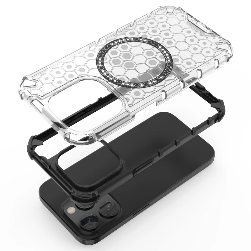 Kryt na iPhone 15 Pro Max odolný Honeycomb s podporou Magsafe zelený