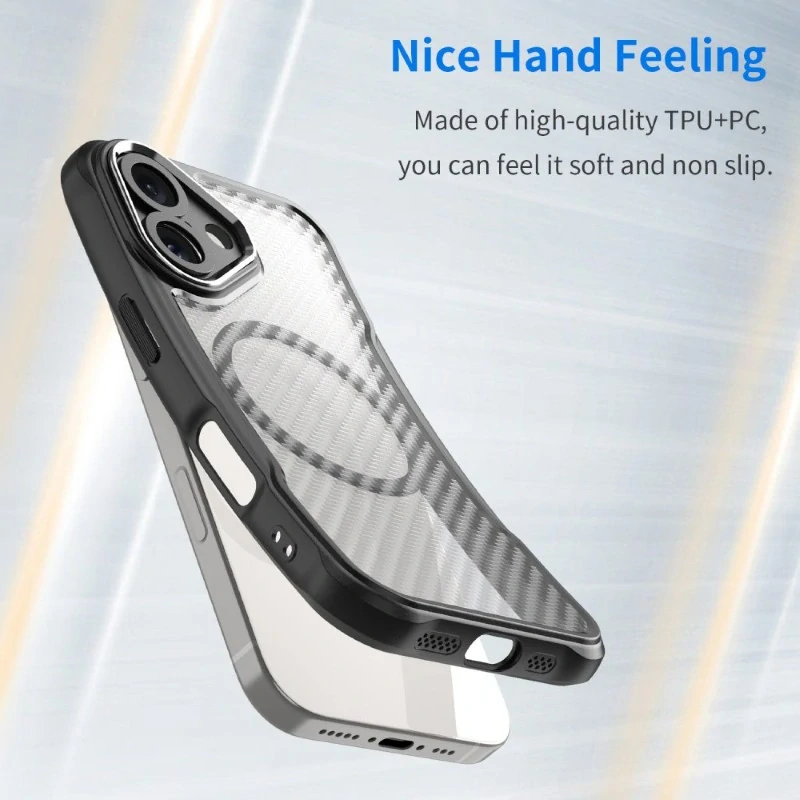 Kryt na iPhone 16 odolný Carbon s podporou MagSafe číry