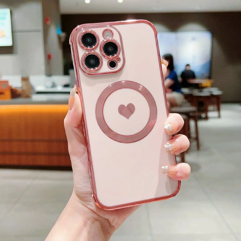 Kryt na iPhone 16 Pro Max Srdiečko s podporou MagSafe ružový
