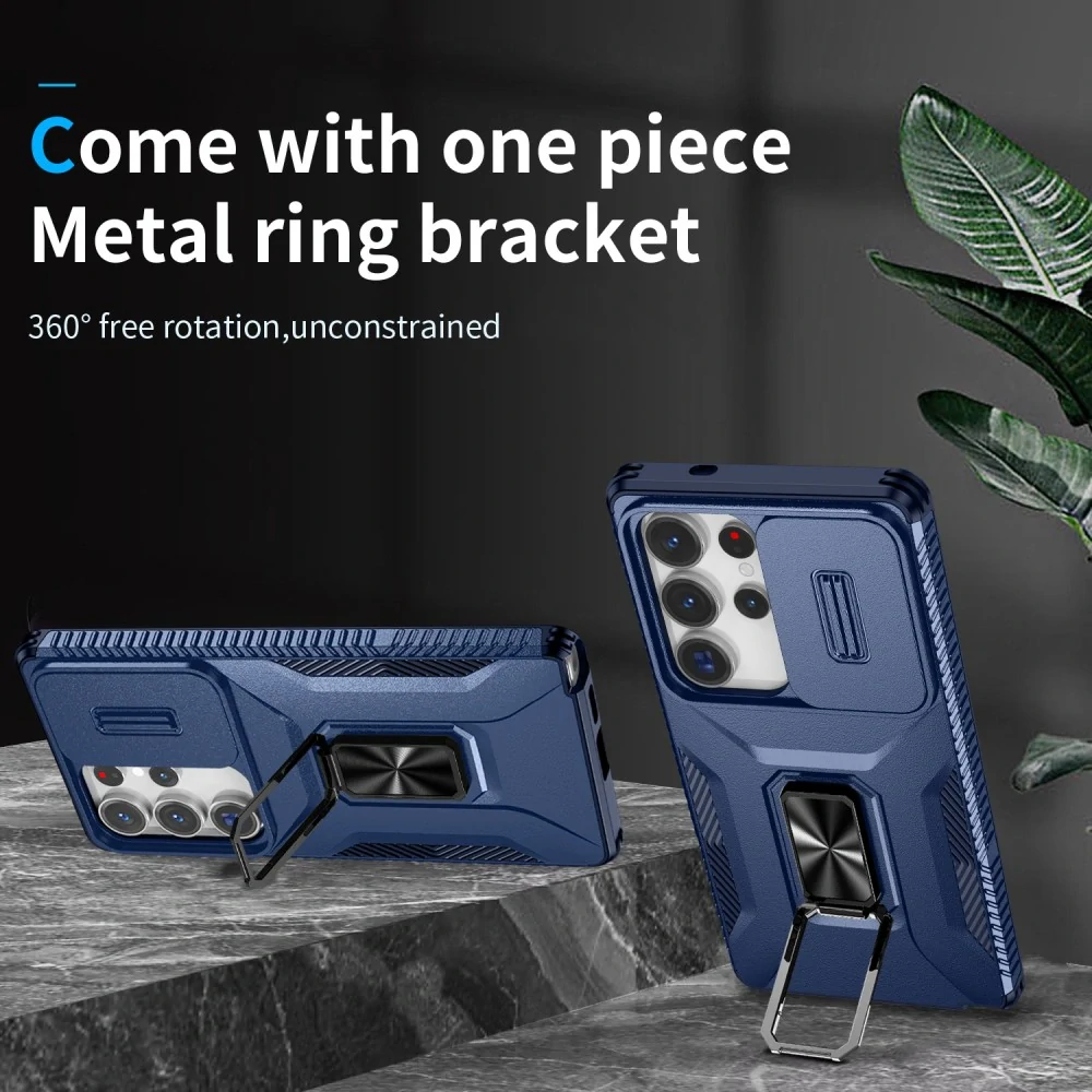 Kryt na Samsung Galaxy S25 Ultra odolný s krytkou na fotoaparát tmavě modrý