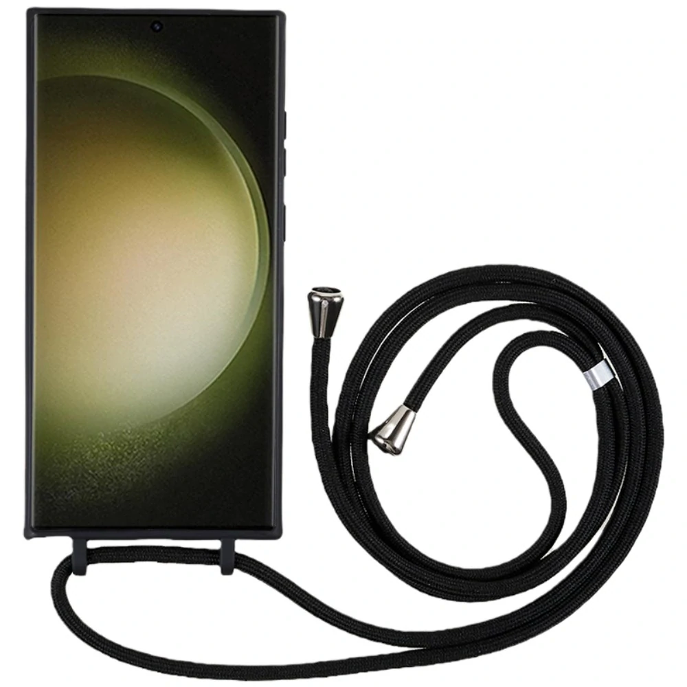 Kryt na Samsung Galaxy S25 Ultra gumový so šnúrkou na krk čierny