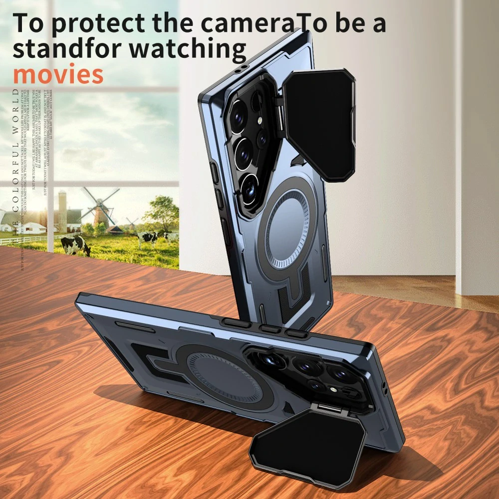 Kryt na Samsung Galaxy S23 Ultra s krytom na fotoaparát modrý