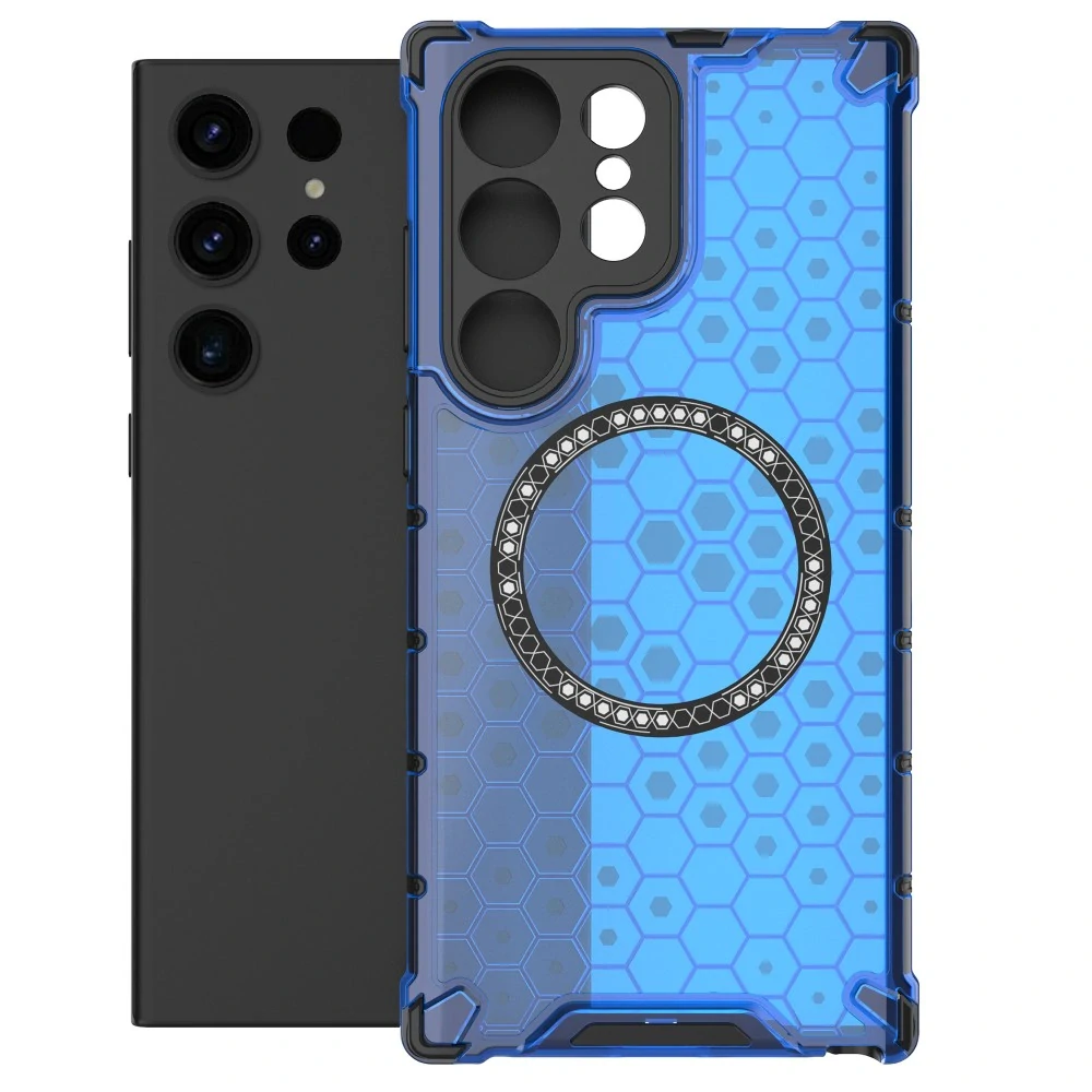 Kryt na Samsung Galaxy S23 Ultra odolný Honeycomb s podporou Magsafe modrý