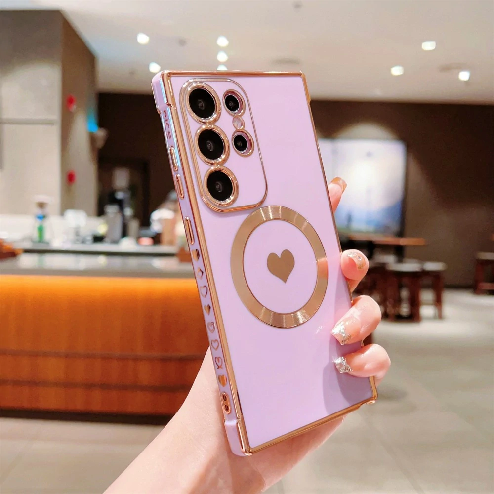 Kryt na Samsung Galaxy S24 Ultra Srdiečko s podporou MagSafe svetlo fialový