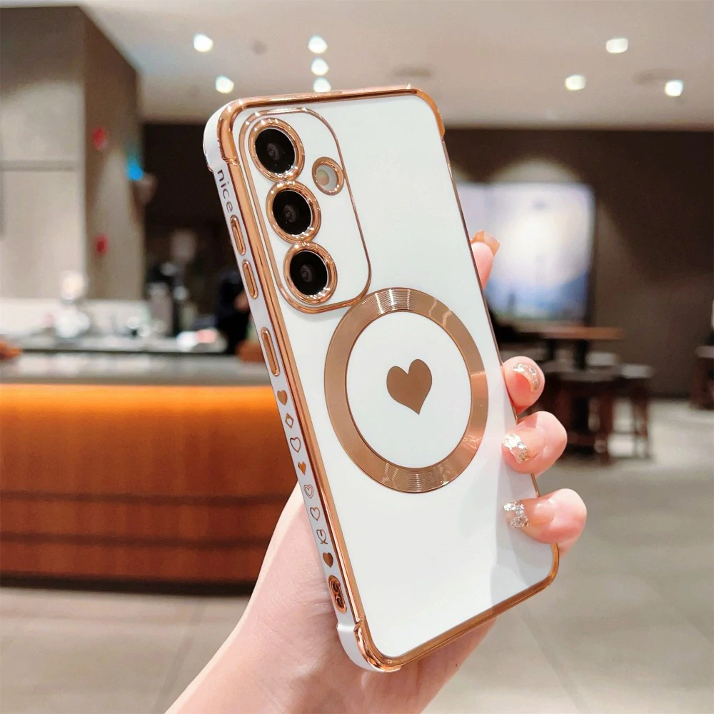 Kryt na Samsung Galaxy S25 Srdiečko s podporou MagSafe biely