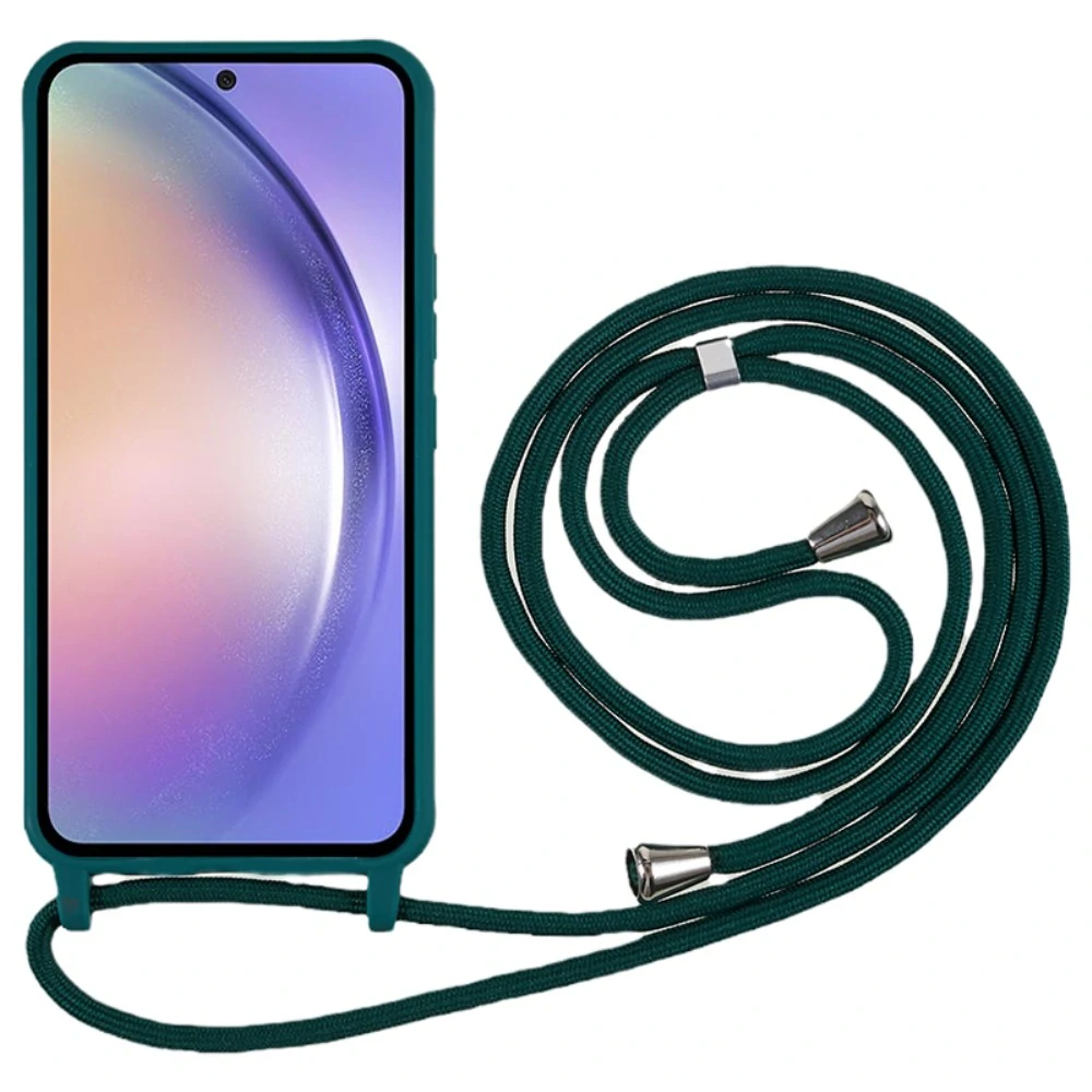 Kryt na Samsung Galaxy S25 gumový so šnúrkou na krk zelený