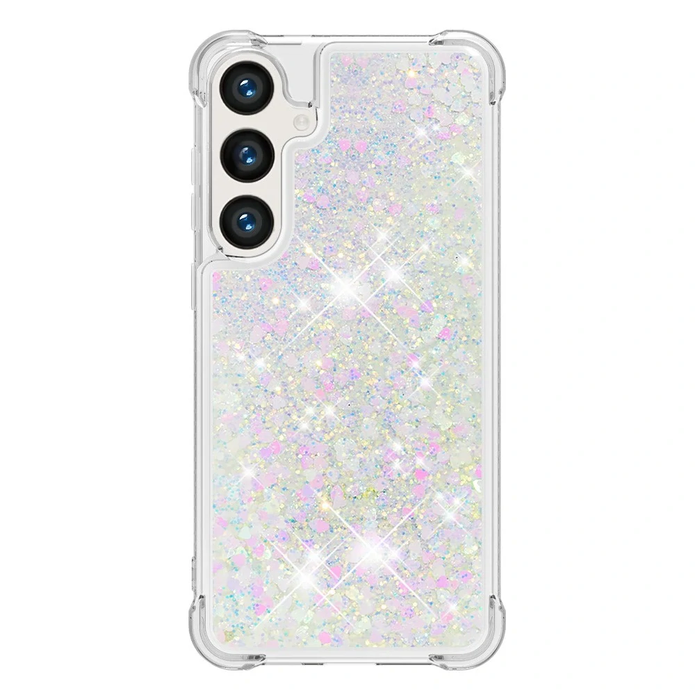 Kryt na Samsung Galaxy S24 FE Srdiečko trblietavý strieborný