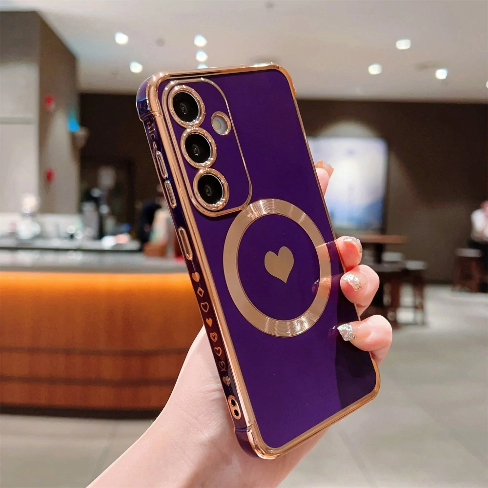 Kryt na Samsung Galaxy S25+ Srdiečko s podporou MagSafe fialový