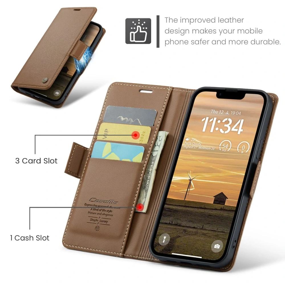 Puzdro na iPhone 16E CASEME Smooth hnedé
