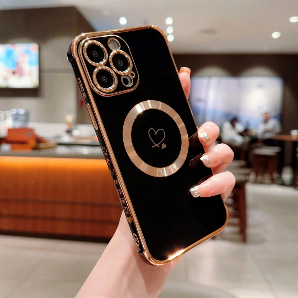 Kryt na iPhone 14 Pro Max Srdiečko s podporou MagSafe čierny