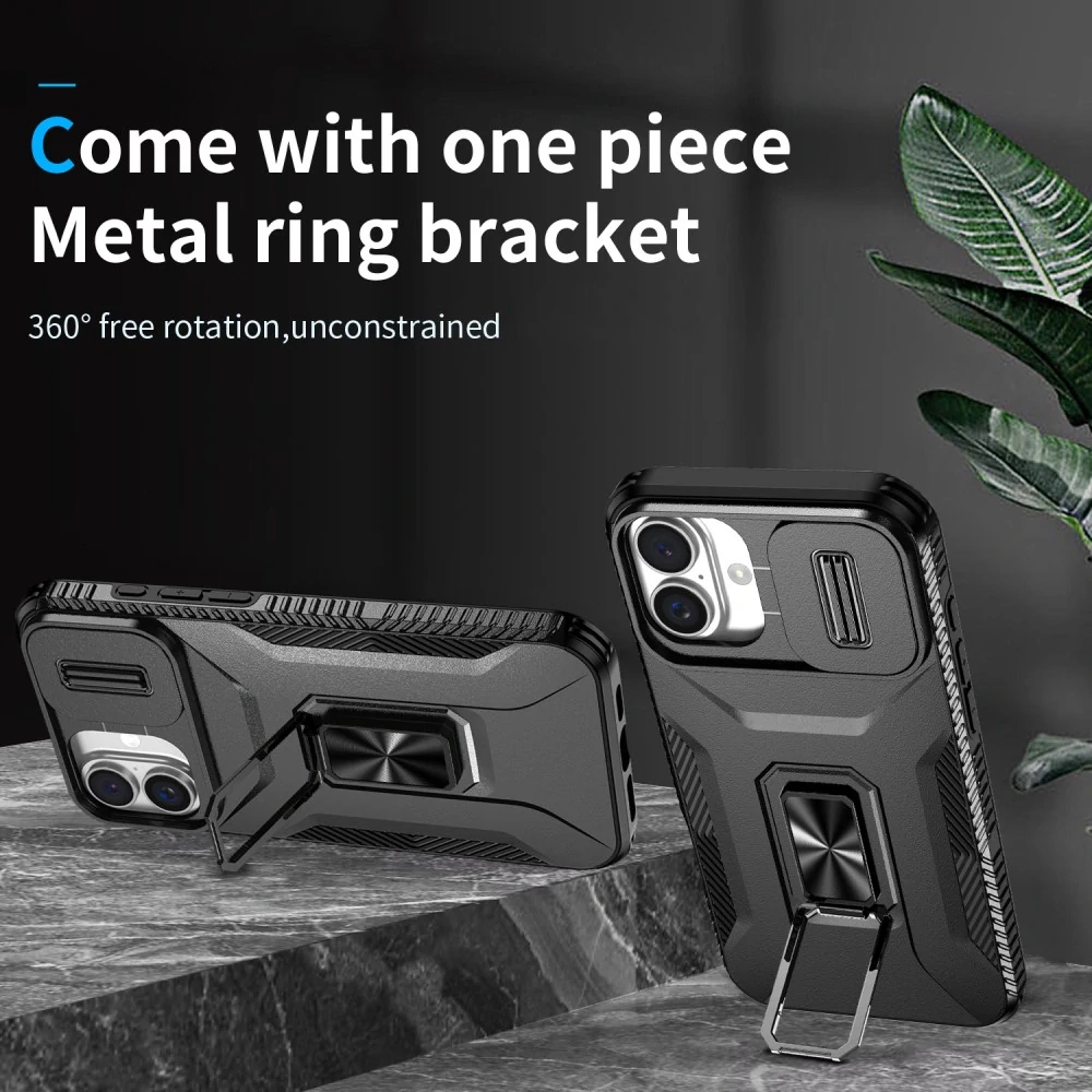 Kryt na iPhone 16 Plus odolný s krytkou na fotoaparát čierny