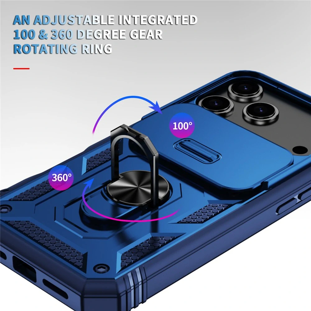 Kryt na iPhone 17 Pro odolný s krytkou na fotoaparát tmavomodrý