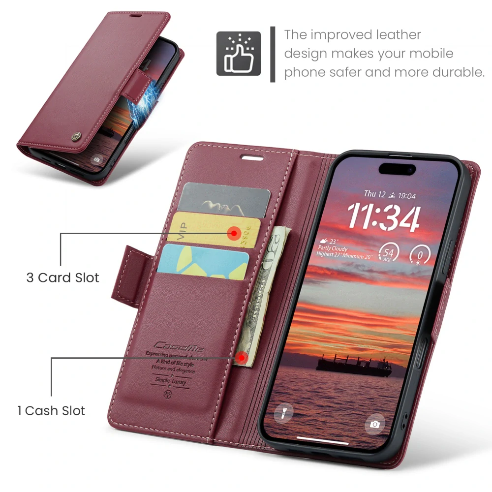 Puzdro na iPhone 17 Pro CASEME Smooth červené
