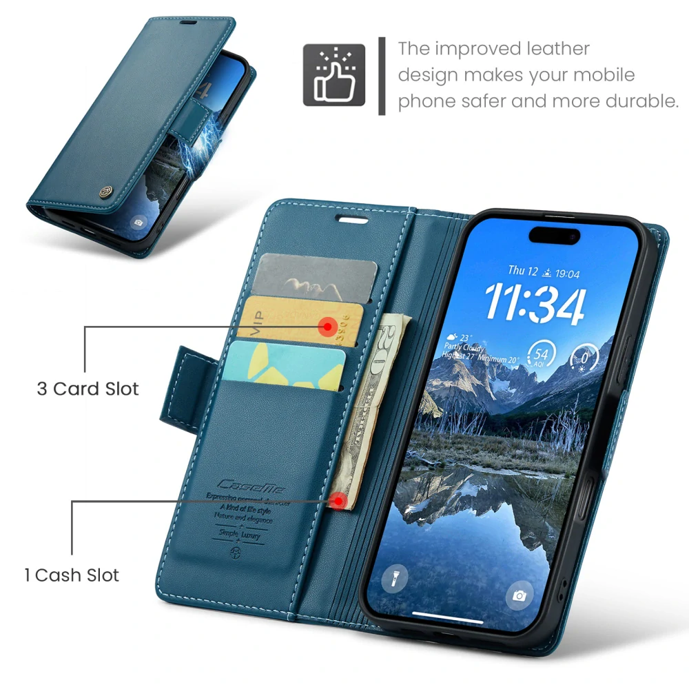 Puzdro na iPhone 17 CASEME Smooth modré