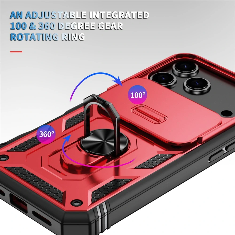 Kryt na iPhone 17 Pro Max odolný s krytkou na fotoaparát červený