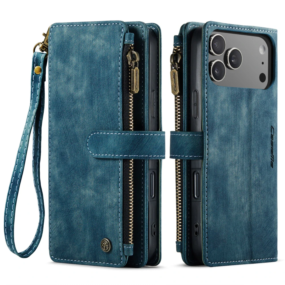 Puzdro pre iPhone 17 Pro Max CASEME Luxury Double Layer modré