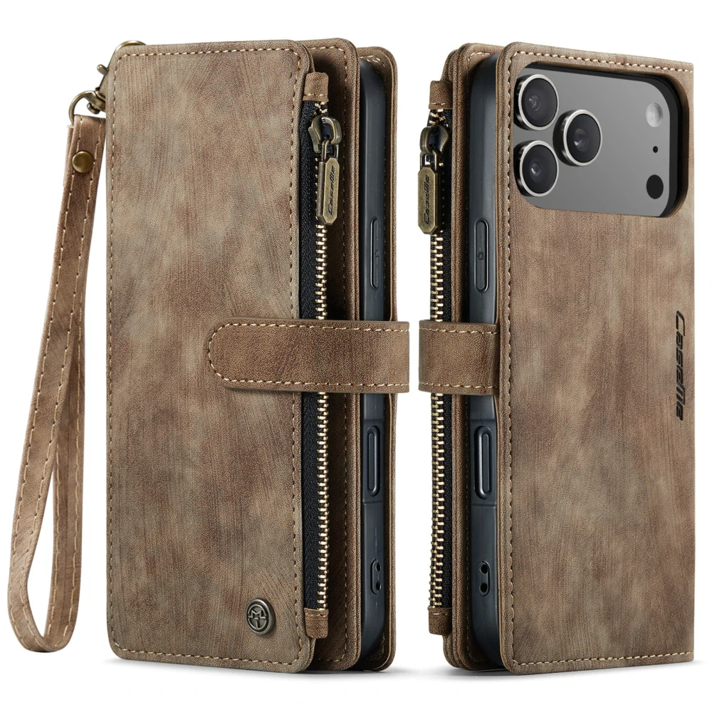 Puzdro pre iPhone 17 Pro Max CASEME Luxury Double Layer hnedé