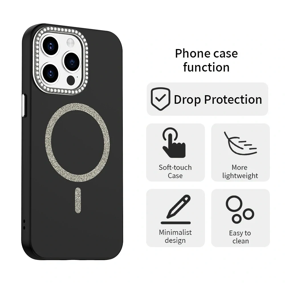 Kryt na iPhone 15 Pro s podporou MagSafe Diamond čierny