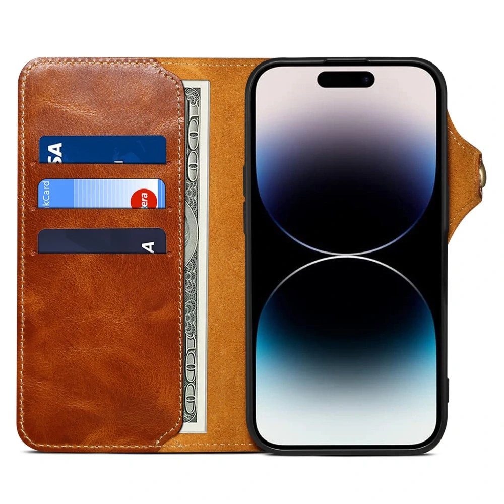 Puzdro na iPhone 16 Pro Denior Kožené hnedé