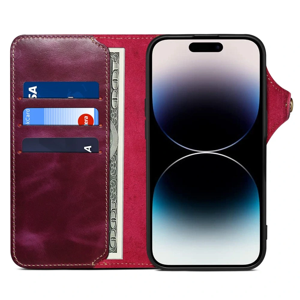 Puzdro na iPhone 16 Pro Denior Kožené fialové