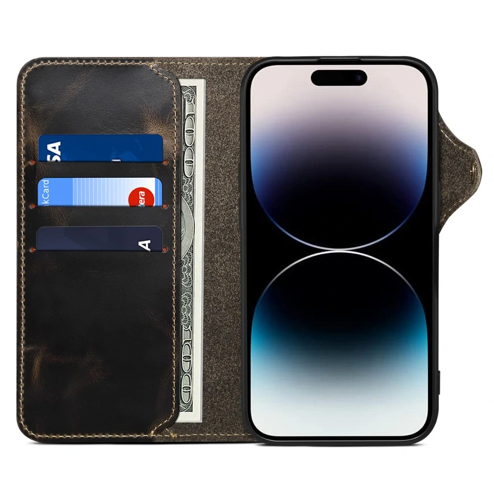 Puzdro na iPhone 16 Pro Denior Kožené čierne