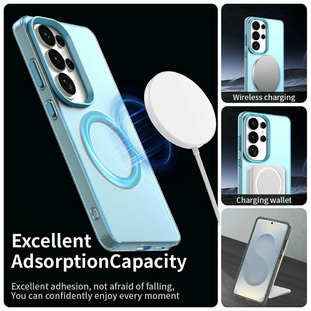 Kryt na Samsung Galaxy S26 Ultra gumový Magnetic (podpora MagSafe) modrý