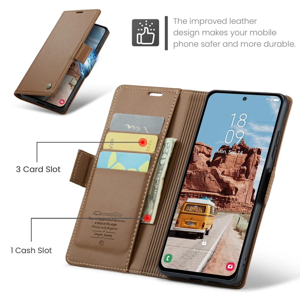 Puzdro na Samsung Galaxy S25 FE CASEME smooth hnedé