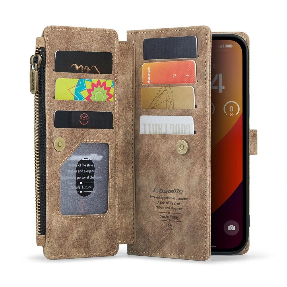 Puzdro pre iPhone 16 Pro Max CASEME Luxury Double Layer hnedé