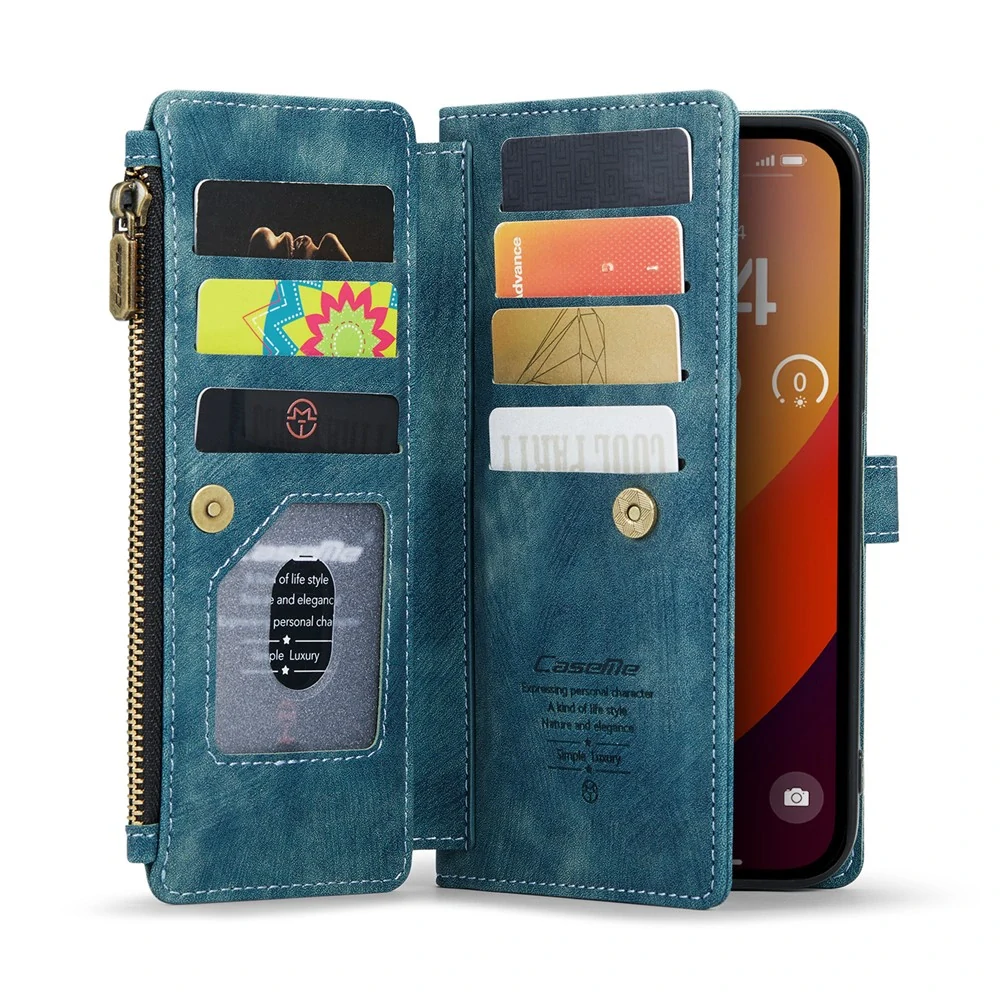 Puzdro pre iPhone 16 Pro Max CASEME Luxury Double Layer modré