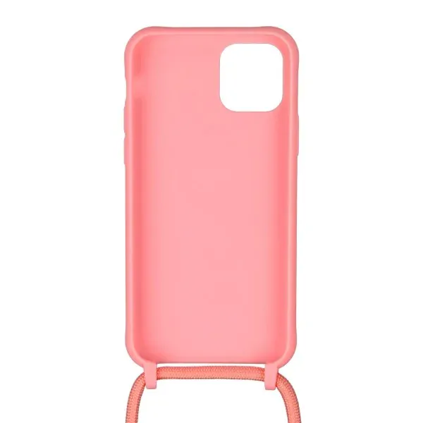 Kryt na iPhone 11 Pro gumový so šnúrkou na krk ružový