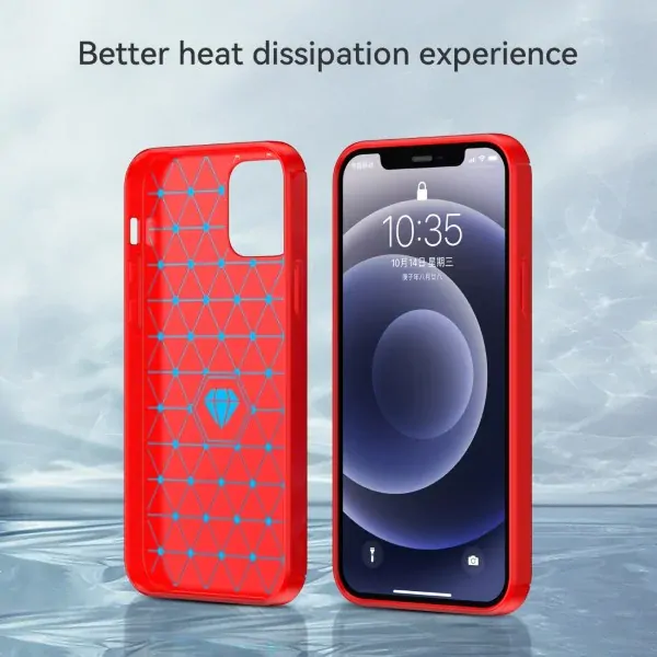 Kryt na iPhone 12 / 12 Pro Carbon červený