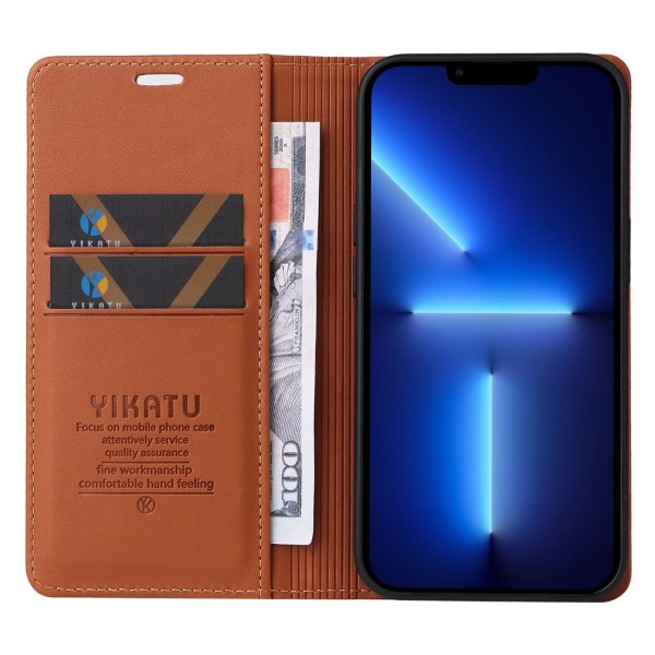 Puzdro YIKATU pre iPhone 13 hnedé