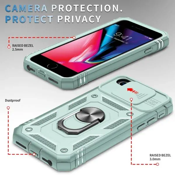 Kryt na iPhone 7 / 8 / SE 2020 / SE 2022 odolný s krytkou na fotoaparát svetlo modrý