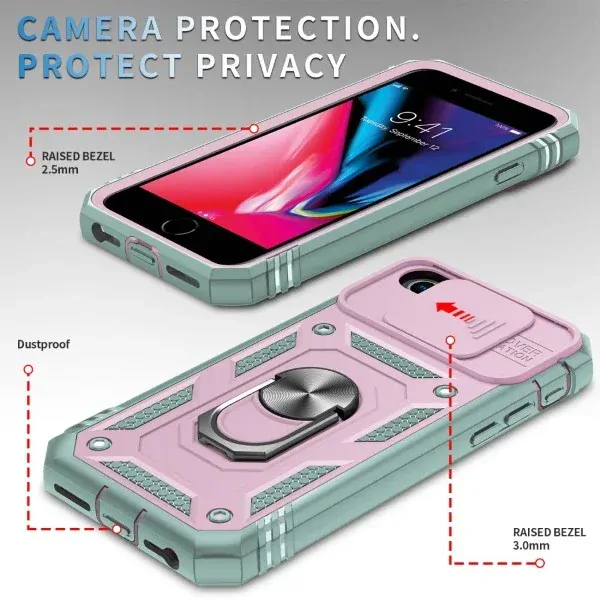 Kryt na iPhone 7 / 8 / SE 2020 / SE 2022 odolný s krytkou na fotoaparát ružový