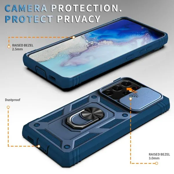 Kryt na Samsung Galaxy Note 20 Ultra odolný s krytom na fotoaparát tmavomodrý