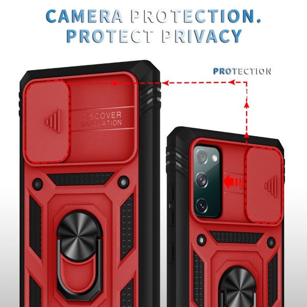 Kryt na Samsung Galaxy S20 FE odolný s krytkou na fotoaparát červený