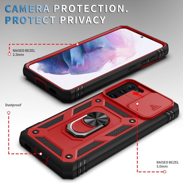 Kryt na Samsung Galaxy S21 odolný s krytom na fotoaparát červený