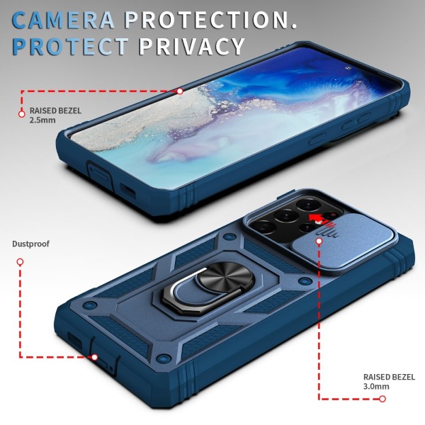 Kryt na Samsung Galaxy S21 Ultra odolný s krytom na fotoaparát tmavomodrý
