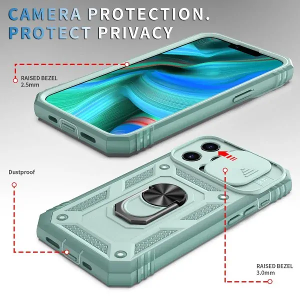 Kryt na iPhone 13 Pro Max odolný s krytom na fotoaparát modrý