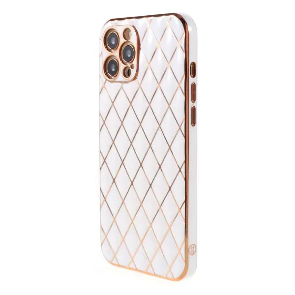 Kryt na iPhone 13 Pro Max Electroplated rhombus biely