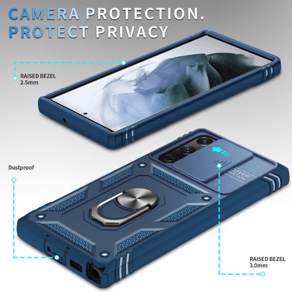 Kryt na Samsung Galaxy S22 Ultra odolný s krytom na fotoaparát tmavomodrý