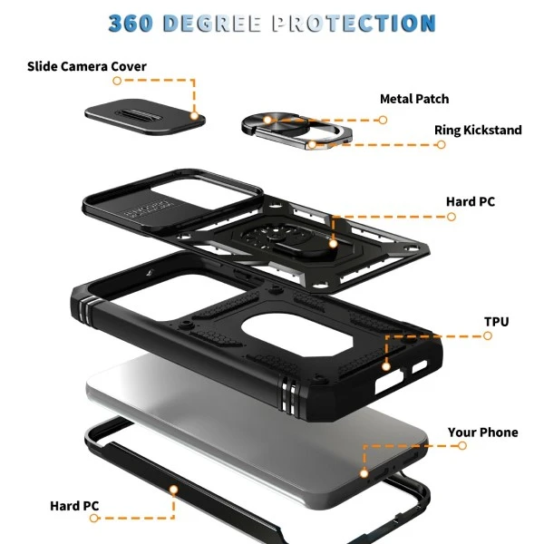 Kryt na Samsung Galaxy S23 odolný s krytom na fotoaparát čierny