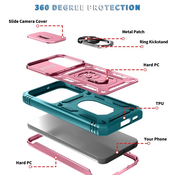 Kryt na Samsung Galaxy S23 odolný s krytkou na fotoaparát ružový