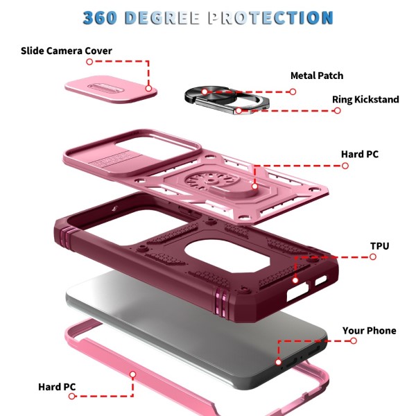 Kryt na Samsung Galaxy S23 odolný s krytom na fotoaparát vínový