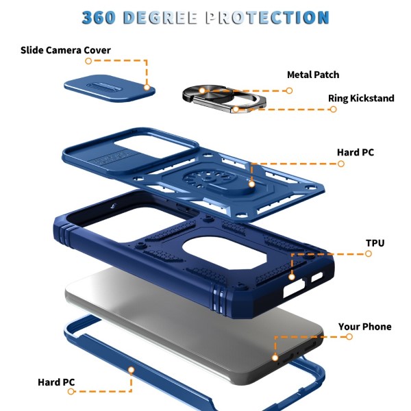 Kryt na Samsung Galaxy S23 plus odolný s krytom na fotoaparát tmavomodrý