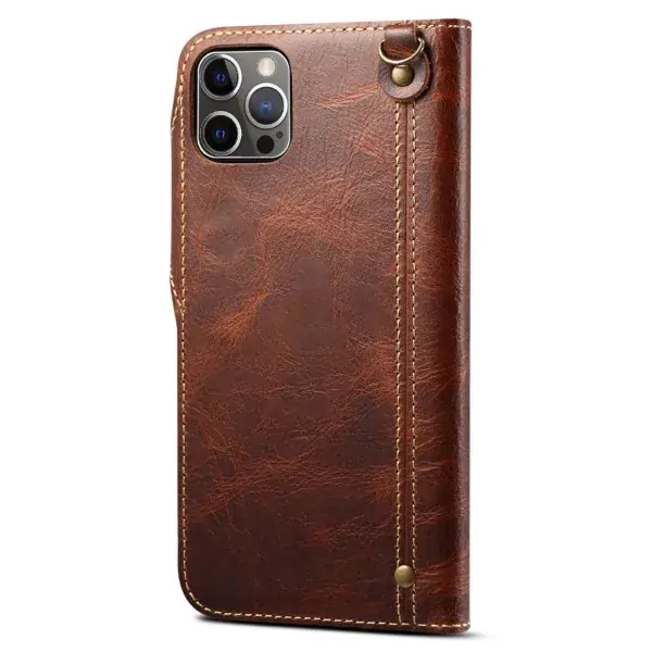 Púzdro pre iPhone 13 Pro Kožené hnedé
