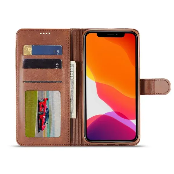 Puzdro LC.IMEEKE pre iPhone 11 Pro Flip hnedé
